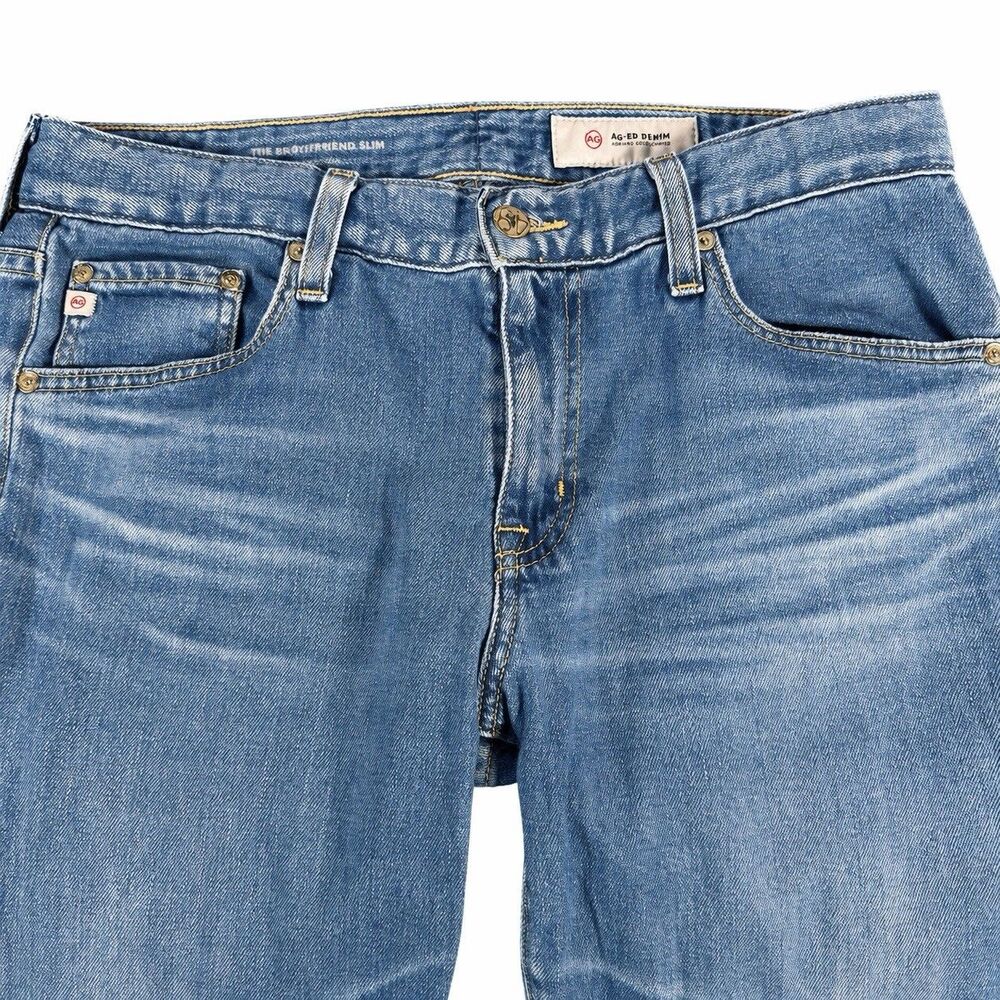 AG Ex-Boyfriend Slim Jeans Womens 28R Light Wash Raw Hem Cropped Ankle - Picture 4 of 7